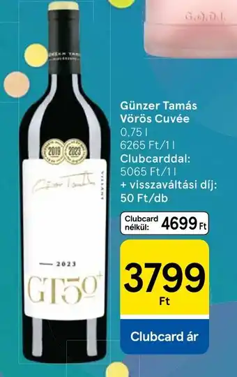 Tesco Günzer Tamás Vörös Cuvée ajánlat