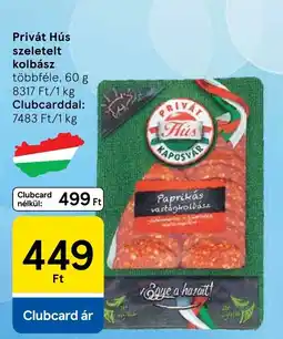 Tesco Privát Hús szeteletelt kolbász ajánlat