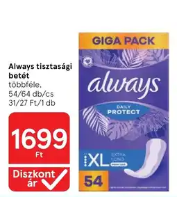 Tesco Always tisztasági betét ajánlat