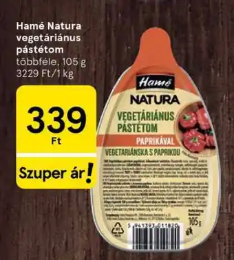 Tesco Hamé Natura vegetáriánus pástétom ajánlat