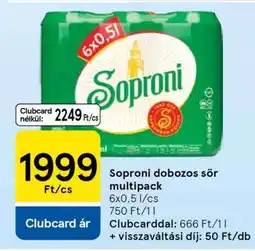 Tesco Soproni Dobozos Sör Multipack ajánlat