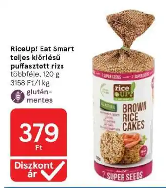 Tesco RiceUp! Eat Smart teljes kiőrlésű puffasztott rizs ajánlat