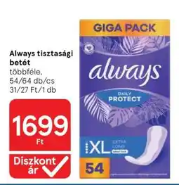 Tesco Always tisztasági betét ajánlat