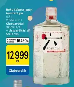 Tesco Roku Sakura japán ízesített gin ajánlat