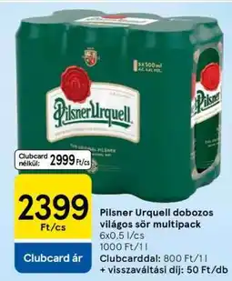 Tesco Pilsner Urquell dobozos világos sör multipack ajánlat