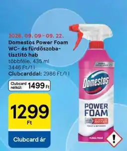 Tesco Domestos Power Foam WC és fürdőszoba tisztító hab ajánlat