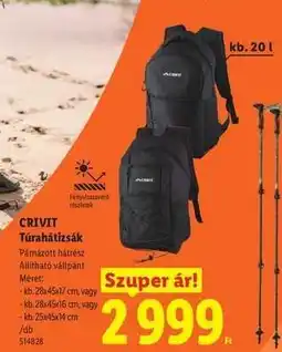 Lidl CRIVIT Túrahátizsák ajánlat