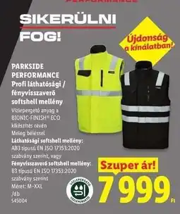 Lidl PARKSIDE PERFORMANCE Profi láthatósági / fényvisszaverő softshell mellény ajánlat