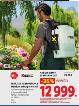 Lidl PARKSIDE PERFORMANCE Prémium akkus permetező ajánlat