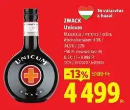 Lidl Zwack Unicum ajánlat