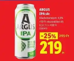 Lidl ARGUS IPA sör ajánlat