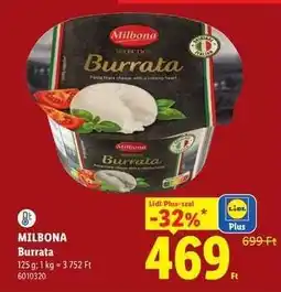 Lidl MILBONA Burrata ajánlat