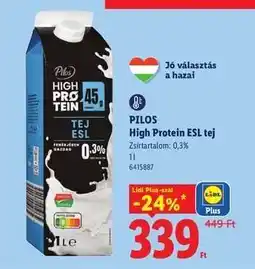 Lidl PILOS High Protein ESL tej ajánlat