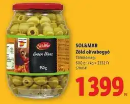 Lidl SOL&MAR Zöld olívabogyó ajánlat