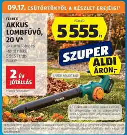 ALDI FERREX Akkus Lombfúvó, 20 V ajánlat