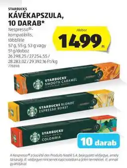 ALDI STARBUCKS KÁVÉKAPSZULA, 10 DARAB ajánlat