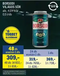 Metro Borsodi világos sör ajánlat