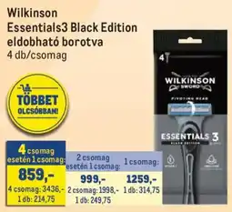 Metro wilkinson essentials3 black edition eldobható borotva ajánlat