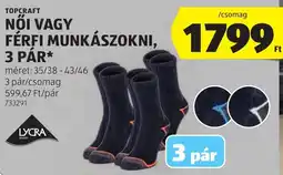 ALDI Topcraft női vagy férfi munkászokni ajánlat