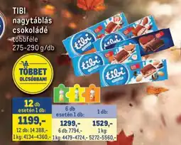 Metro Tibi nagy táblás csokoládé ajánlat