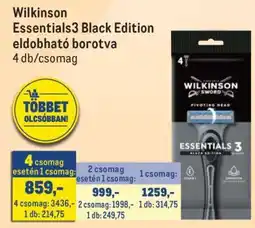 Metro Wilkinson Essentials3 Black Edition eldobható borotva ajánlat