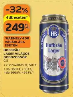 Auchan Hofbräu Lager Világos Dobozos Sör ajánlat