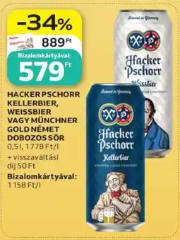 Auchan Hacker Pschorr Kellerbier, Weissbier vagy Münchner Gold Német Dobozos Sör ajánlat