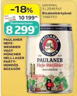 Auchan PAULANER HEFE-WEISSBIER VAGY MÜNCHNER HELL LAGER PARTY-HORDÓS BÚZASÖR ajánlat