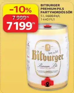 Auchan Bitburger Premium Pils Partyhordós Sör ajánlat