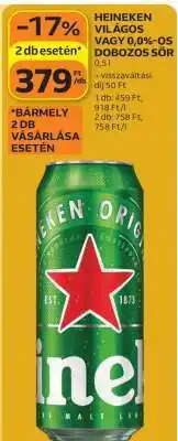Auchan Heineken Világos vagy 0,0%-os Dobozos Sör ajánlat