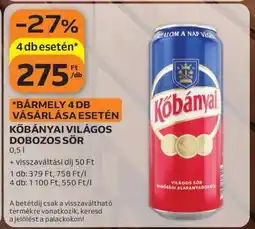Auchan Kőbányai Világos Dobozos Sör ajánlat