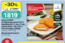 Auchan GALLICOP GYORSFAGYASZTOTT, PANÍROZOTT, SAJTTAL, SONKÁVAL TÖLTÖTT PULYKAMELLÉRME ajánlat