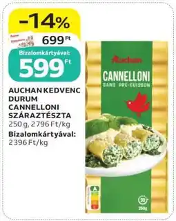 Auchan AUCHAN KEDVENC DURUM CANNELLONI SZÁRAZTÉSZTA ajánlat