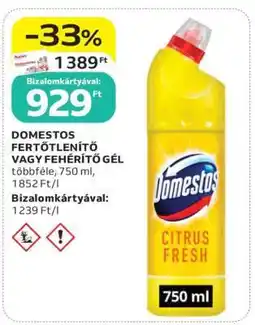 Auchan DOMESTOS FERTŐTLENÍTŐ VAGY FEHÉRÍTŐ GÉL ajánlat