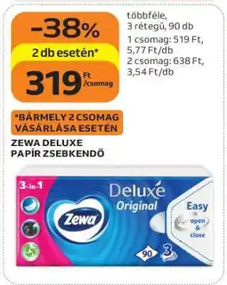 Auchan Zewa Deluxe papír zsebkendő ajánlat