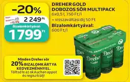 Auchan Dreher Gold dobozos sör multipack ajánlat