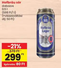 Spar Hofbräu sör ajánlat