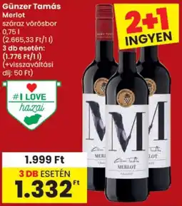 Spar Günzer Tamás Merlot ajánlat