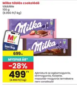 Interspar Milka táblás csokoládé ajánlat