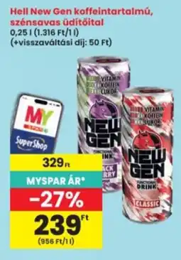 Interspar Hell new gen koffeintartalmú szénsavas üdítőital ajánlat