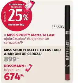 Rossmann miss sporty matte to last ajakkontúr ceruza ajánlat