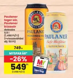 Interspar Paulaner lager sör ajánlat
