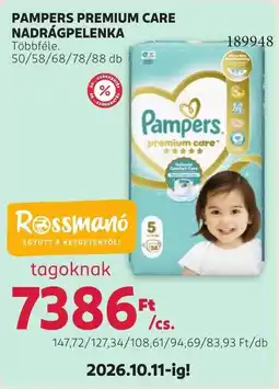 Rossmann Pampers premium care nadrágpelelka ajánlat