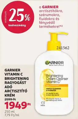 Rossmann garnier vitamin c ragyogást adó arctisztító krém ajánlat