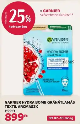 Rossmann garnier hydra bomb gránátlamás textil arcmaszk ajánlat