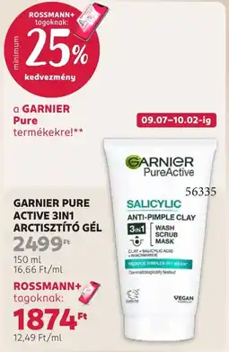 Rossmann garnier pure active 3in1 arctisztító gél ajánlat