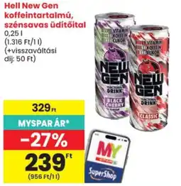Spar Hell new gen koffeintartalmú szénsavas üdítőital ajánlat