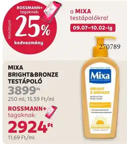 Rossmann Mixa bright&bronze testápoló ajánlat