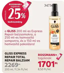 Rossmann gliss express repair total repair balzsam ajánlat