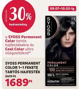 Rossmann Syoss permanent color 1-1 fekete tartós hajfesték ajánlat